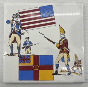 Vintage Soriano Ceramics 1776 Revolution Tile Trivet 3" Independence Day Militia - Picture 1 of 6