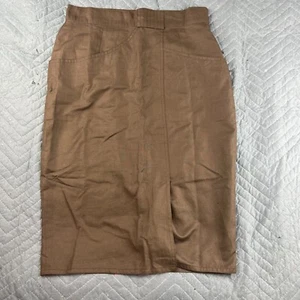 Vintage ditex Skirt Womens XL 46 Spain Brown Midi Linen Made in Spain Pockets - Picture 1 of 22