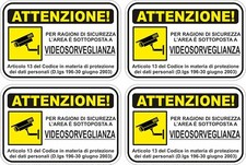 Cartello Area Videosorvegliata A Altri Articoli Per La Sicurezza Della Casa Acquisti Online Su Ebay