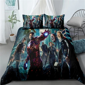 Quilt Duvet Cover Set Double Single King Super King Size Bed Marvel Heroes Thor - Picture 1 of 2
