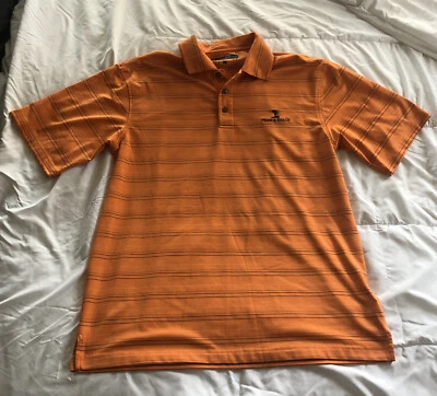 Pebble Beach Golf Polo Performance Orange Stripe Collared Shirt Medium M - Image 1 of 4