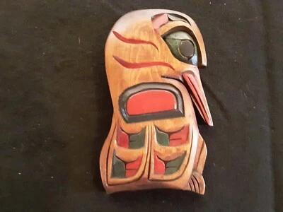 DISEÑO DE LA COSTA NOROESTE FIRMADO, PLACA DE MADERA DE EFIGIE DE COLIBRÍ, WY-1124*08613 Foto 1 de 4