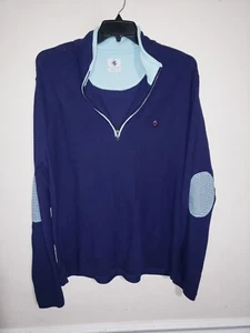 Mens Southern Proper Long Sleeve 1/4 Zip Pullover Sweater Elbow Patches Size L - Picture 1 of 5