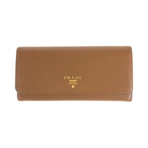 PRADA Safiano purse Long Wallet Unisex Brown Camel GoldHardware leather - Picture 1 of 10