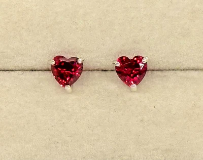 Nuevo 100% Genuino Auténtico Pandora Plata Rubí Rojo Corazón Pendientes 292549C01' Foto 1 de 4