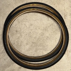 GT Winged Logo Original 80s BMX 20x1.75 Black Gumwall Tires Freestyle  2 TIRES - Picture 1 of 9