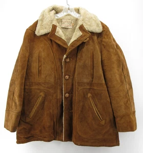 VINTAGE Schott NYC Jacket Men 46 Brown Rancher Suede 70s Shearling Western * - Picture 1 of 20