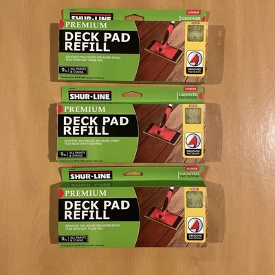 Lot Of 3 Shur-Line 2003864 Deck Pad Refills 9 In. Grooved Pad Design - Image 1 of 4