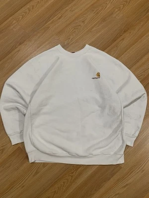 Sudadera De Colección Carhartt Polar Cuello Redondo (Blanco Hueso) Bordada Años 90 Y2K De Colección Foto 1 de 4