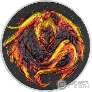 PHOENIX Creature Magiche di Notte 2 Oz Moneta Argento 10$ Palau 2023 - Foto 1 di 4