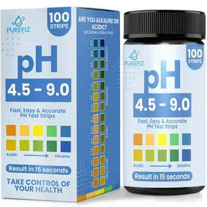 pH Test Strips for Urine & Saliva – 100 Easy-to-Use Strips for Fast, Accurate... - Picture 1 of 8