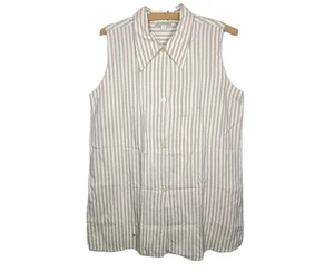 Vtg 90s Anne Klein Silk Tunic Button Down Shirt Sleeveless Oversize Womens - Picture 1 of 12