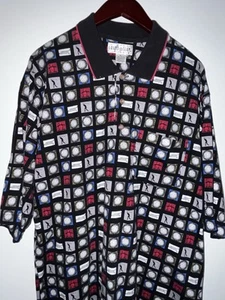 Men's Grand Slam Golf Polo Shirt Size XL Navy w golf theme - Picture 1 of 6