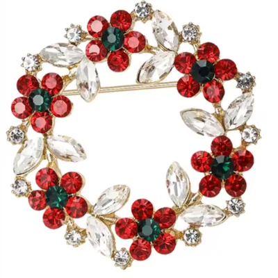 Luxury White Flower Brooch – Crystal Gold Lapel Autumn Fall Pin Jewelry Gift - Imagem 1 de 4