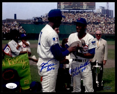 FERGIE JENKINS BILLY WILLIAMS DUAL SIGNED 8X10 W/ HOF INSCRIPTIONS - JSA COA - Image 1 of 2