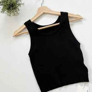 NWT Commense Womens Large Sleeveless Solid Ribbed Sweater Vest in Black - Picture 1 of 6