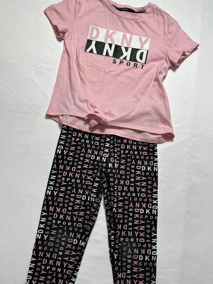 DKNY Sport T-Shirts and Legging 2-Piece Set Pink&black Size 5 #B-941 - Image 1 of 4