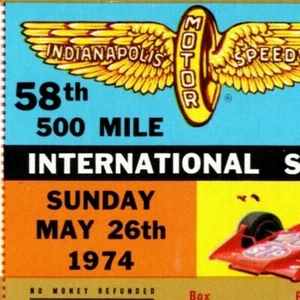  Indy 500 1974 Ticket Stub - "500 Mile Intl. Gewinnspiel" 50 $ Adm. Platz 4 - Bild 1 von 3