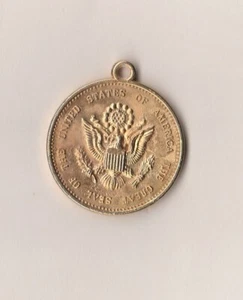 VINTAGE 1776 - 1976 USA BRASS LIBERTY BELL MEDALLION PENDANT - Picture 1 of 2