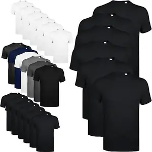 6 Pack Mens Plain 100% Cotton Blank T Shirt Tee T-shirt Multi Pack Crew Neck - Picture 1 of 12