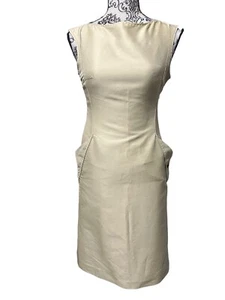 Alberta Ferretti Sheath Rayon Lined Dress Women’s Size 2 Beige New Vintage - Picture 1 of 15