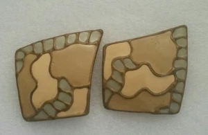 VTG La Rage EARRINGS Mod Geometric ENAMEL ON METAL Clip-on Art Design Jewelry  - Picture 1 of 5