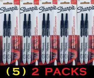 Sharpie Quick Dry RETRACTABLE Permanent ULTRA Fine-Point Markers Black (5) 2 PKS - Picture 1 of 3