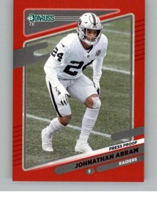 2021 Donruss Johnathan Abram 89   Las Vegas Raiders Press Proof Red