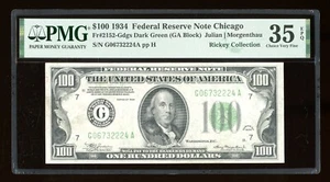 DBR 1934 $100 DGS FRN Chicago Fr. 2152-Gdgs PMG 35 EPQ Serial G06732224A - Picture 1 of 2