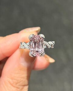 2Ct Emerald Cut Simulated Sapphire Women's Wedding Ring 14K White Gold Finish