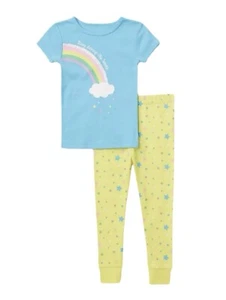 Wonder Nation Toddler Girls Rainbow Short Sleeve Pajamas 2-Piece Set Size 2T - Picture 1 of 3