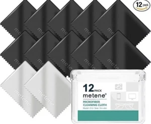 Confezione 12 Panno Pulizia Microfibra (6 "x7"), Avvolto Singolarmente NERO E GRIGIO - Foto 1 di 8