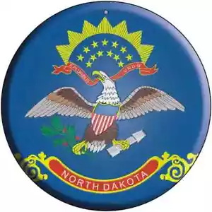 Letrero metálico circular bandera de Dakota del Norte 12" - Imagen 1 de 1