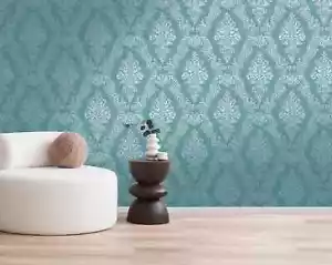 Vliestapete Barock Ornament Motiv Used-Look Türkis Metallic 39765-4 (3,75€/1qm) - Bild 1 von 5