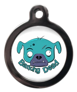 Etiqueta de identificación de mascotas BARKING DEAD etiqueta personalizada o llavero 2 tamaños - Imagen 1 de 3