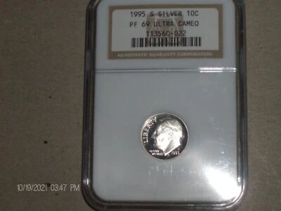 1995-S Silver Roosevelt Dime PF69 NGC ULTRA CAMEO  - Image 1 of 2