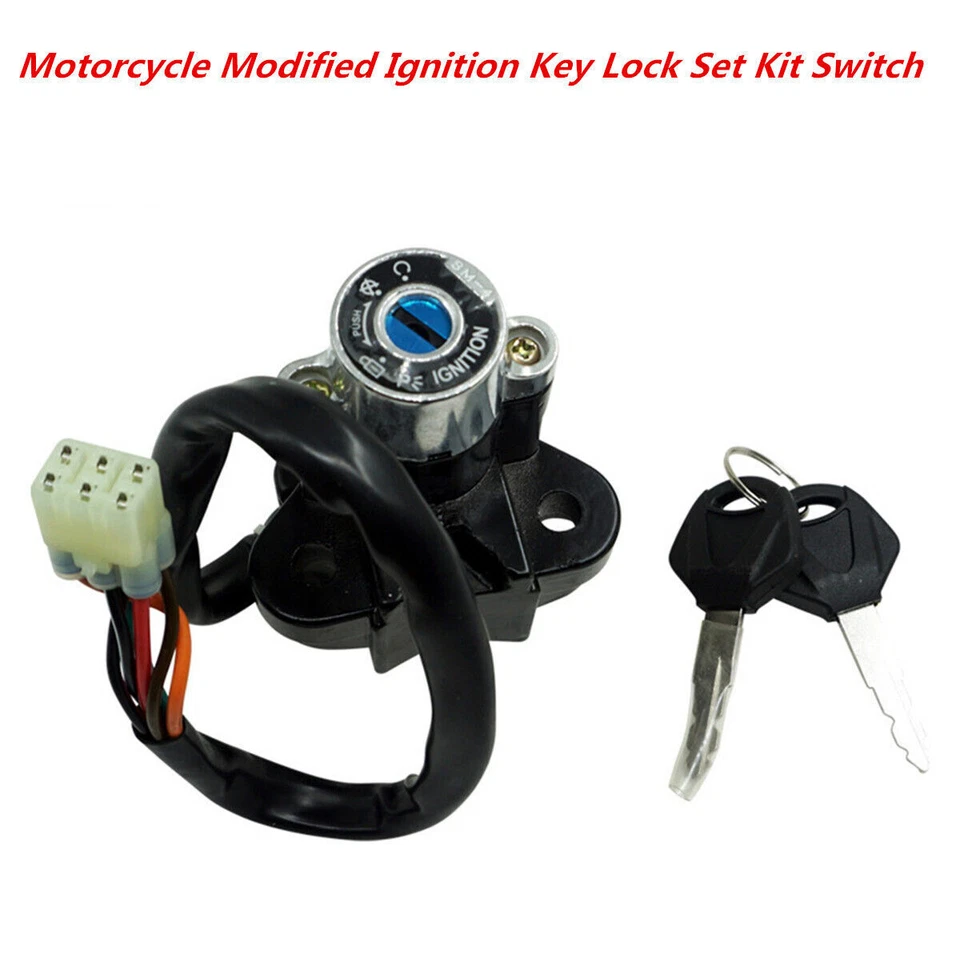 Universal Motorcycle Modified Ignition Key Lock Kit Switch For Kawasaki Yamaha - Image 1 of 4
