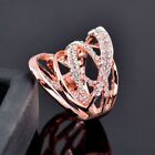 Twisted Wave Layers Ring Bands - Silver Gold Color Band Rings Cubic Zircon 1pc