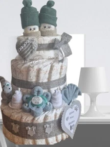 Windeltorte für Mädchen und Jungen / Geschenk zur Geburt / personalisiert Namen - Bild 1 von 5