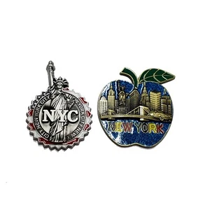 SET BESTEHEND AUS 2 NEUEN NYC MAGNETEN NEW YORK CITY SKYLINE METALL FREIHEITSSTATUE 008 - Bild 1 von 2