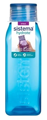 Sistema Square Water Drink Juice Bottle School Office Work Gym 475ml BPA Free - Image 1 of 4