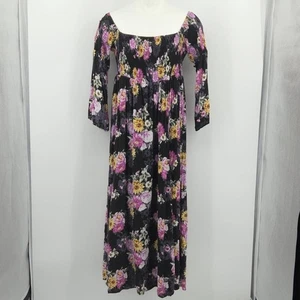 Torrid Maxi Dress Size 3X Bell Sleeve Smocked Floral Boho Peasant Cottagecore - Picture 1 of 10
