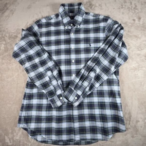Camisa Ralph Lauren Para Hombres L Azul A Cuadros Manga Larga Poni Oxford Clásica RN41381 - Imagen 1 de 7