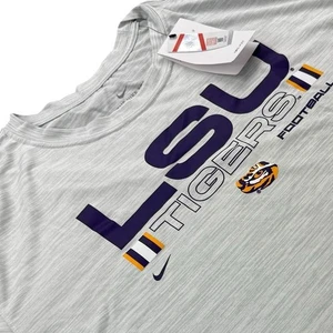 Nike Mens LSU Tigers Football Dri Fit Performance Tee Heather Gray Size 3XL - Picture 1 of 7