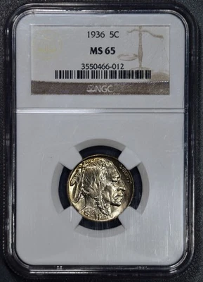 1936 5C BUFFALO NICKEL KM# 134 NGC MS 65  A5762 - Image 1 of 2