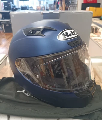 Casco de moto HJC i10 semiplano metálico azul grande SNELL DOT Foto 1 de 4