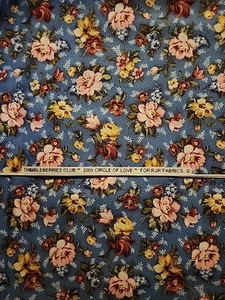 Thimbleberries Club 2005 - Circle Of Love BLUE Floral Fabric By The Half Yard - Picture 1 of 5