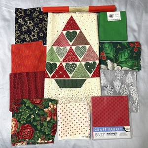 CHRISTMAS HOLIDAY Cotton Fabric Lot FQs Scraps De-stash Quilt Craft Cut - Picture 1 of 4