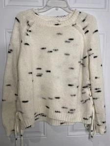 Lush Sweater Women's Small Oversized Pullover Side Ties White and Black - Picture 1 of 7