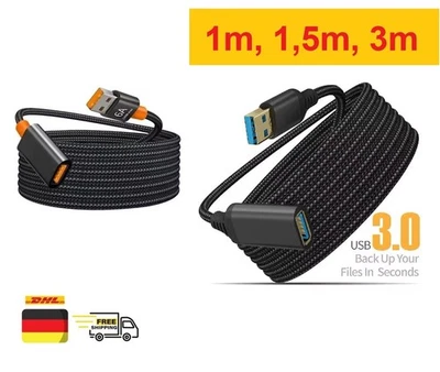 USB Verlängerung Kabel  Stück 2M,USB 3.0 Verlängerungskabel A Stecker auf A Buc - Bild 1 von 4